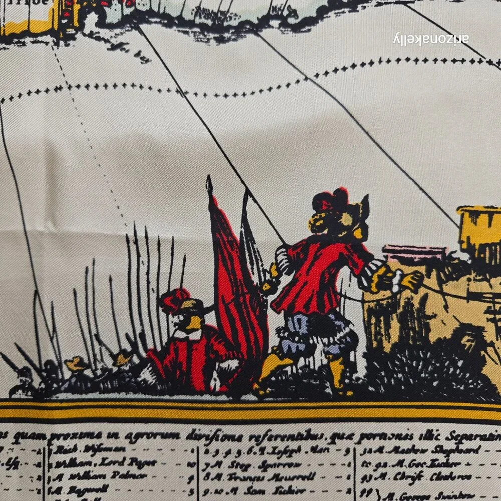 Trimingham Bermuda 1842-2005 Vintage Silk Scarf Hand-Rolled Flawless Map History
